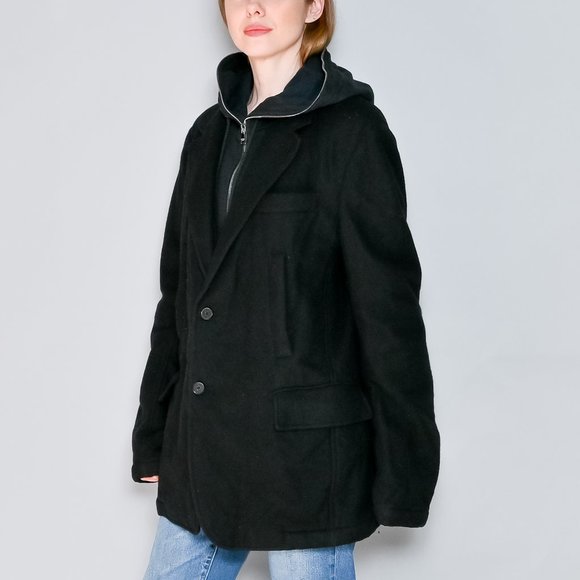 192. DOLCE & GABBANA Black Wool-Blend Hooded Hybrid Jacket XL IT 52 - Picture 5 of 9